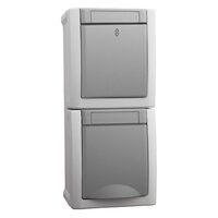 PRIZA SCHUCO+INTRERUPATOR SCARA IP54 GRI vertical QC