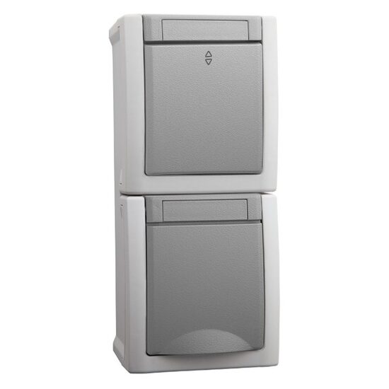 PRIZA SCHUCO+INTRERUPATOR SCARA IP54 GRI vertical QC