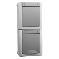 PRIZA SCHUCO+INTRERUPATOR SCARA (FARA SIMBOL) IP54 GRI vertical QC