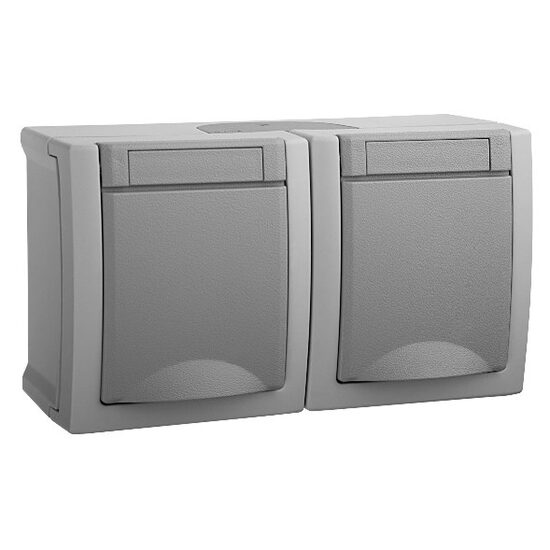 PRIZA SCHUKO DUBLA IP54 PACIFIC PANASONIC GRI QC