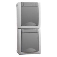 PRIZA SCHUKO DUBLA IP54 PACIFIC PANASONIC GRI QC VERTICAL