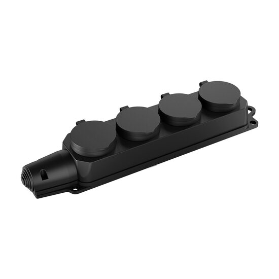 PRELUNGITOR CAUCIUC 4 PRIZE 16A IP44 NEGRU BRAYTRON