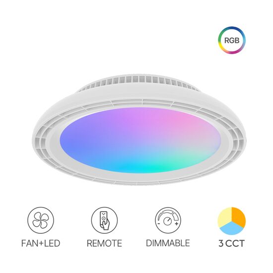 VENTILATOR DE TAVAN 24+30W-3IN1-RMT-IP20 ALB-FANCY